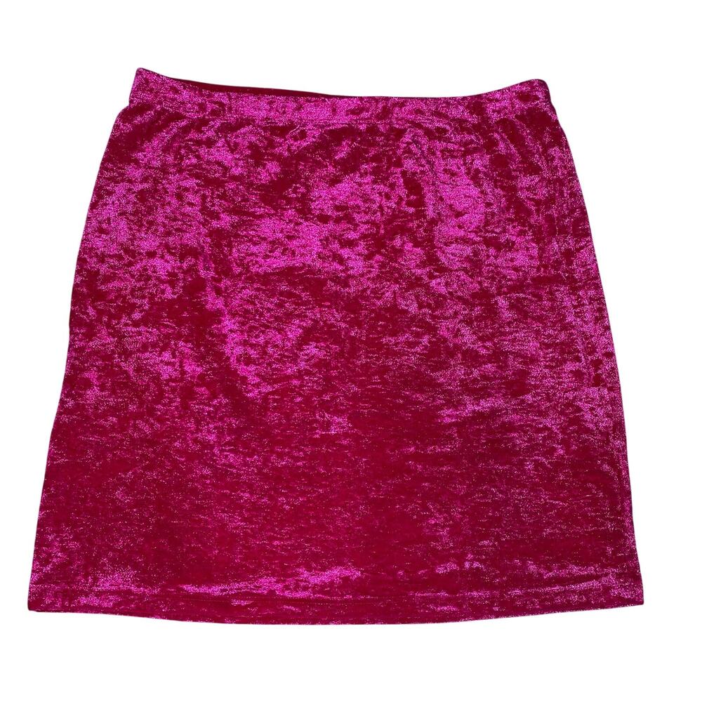 NWT Ronny Kobo Hot Pink Crushed Velvet Mini Skirt